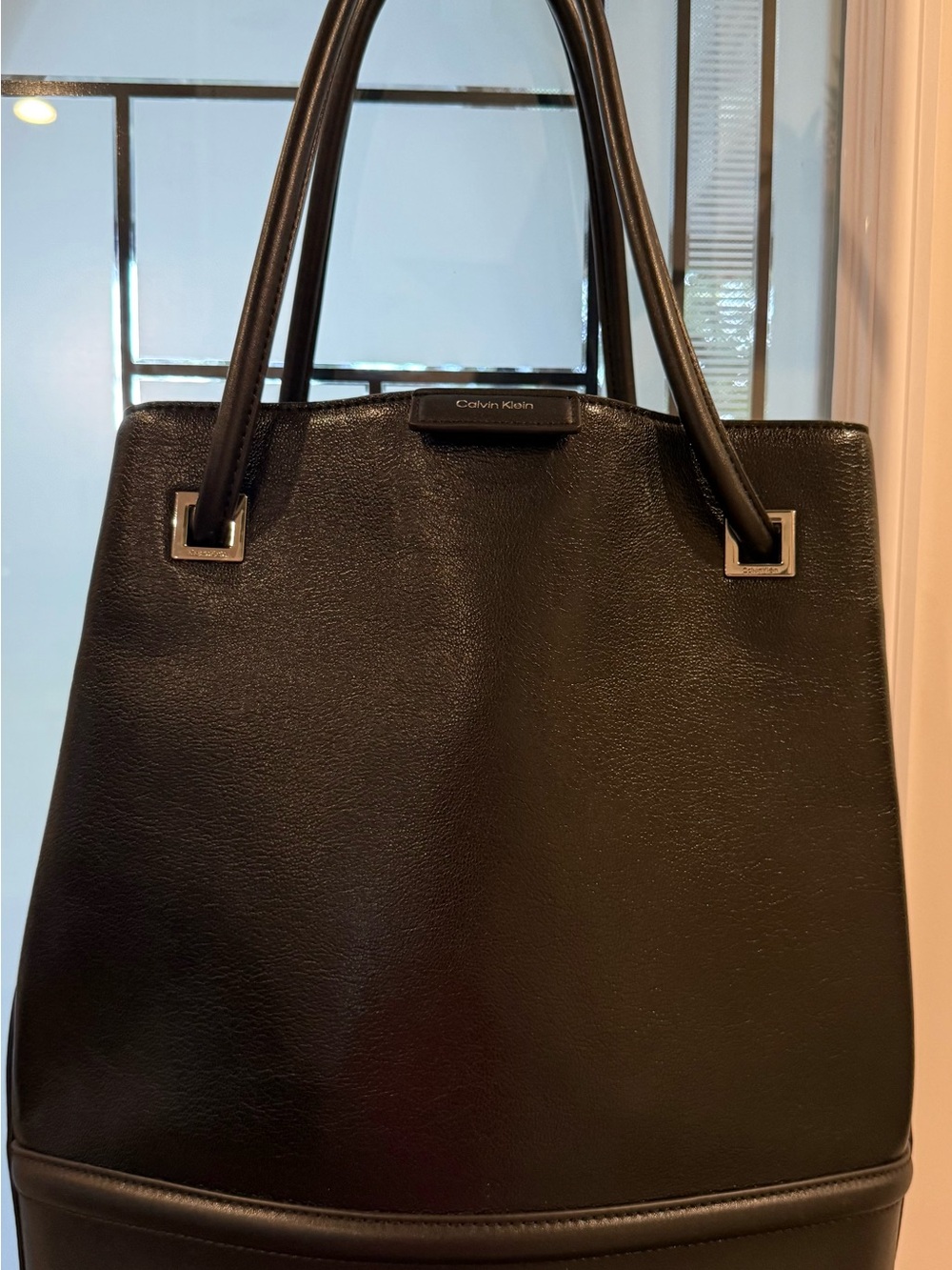 Calvin Klein Black Structured Leather Tote